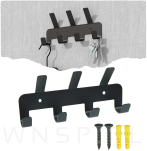 Wieszak 194 mm z 7 uchwytami, haczykami, kolor czarny przykręcany - 6