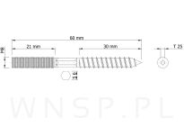 M8 X 60 mm, szpilka dwustronna 30/70 - 3