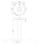 Noga stalowa prosta stożek 18 cm, z blachą montażową, czarna matowa - 2