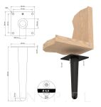 Noga stalowa prosta stożek 18 cm, z blachą montażową, czarna matowa - 8