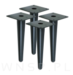 Noga stalowa prosta stożek 18 cm, z blachą montażową, czarna matowa - 6