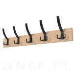 Wieszak ścienny na ubrania, z 5 haczykami, dąb lakier bezbarwny - 4