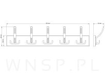 Wieszak ścienny na ubrania, z 5 haczykami, dąb lakier bezbarwny - 2