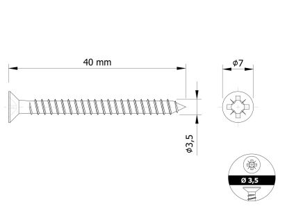 Wkręt stożkowy UNIX 3,5 x 40 mm  do drewna