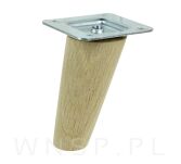 Noga dębowa skośna, stożek 8 cm surowa z blachą montażową - 6