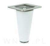 Noga bukowa prosta, stożek 10 cm biała z blachą montażową - 4