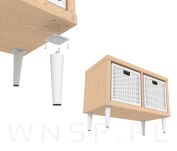 Noga bukowa prosta, stożek 10 cm biała z blachą montażową - 8