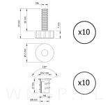 Stopka meblowa regulator do mebli zestaw 10 sztuk, nóżki do mebli M6 z gniazdem - 2