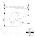 Blacha, płytka mocująca M8 do nogi meblowej 4 sztuki, fi 40 mm, mocowanie nóżki - 2