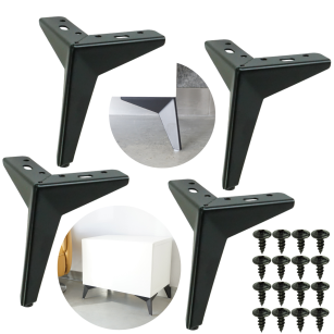 4x Noga meblowa GWIAZDA 15,5 cm, czarny mat