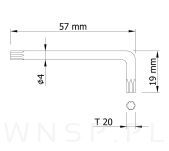 Klucz typ L, torx T20 stalowy, hartowany, opakowanie 100 szt. - 2