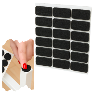 Podkładki filcowe 15 x 30 mm pod meble 18 sztuk, filc czarny, prostokątny