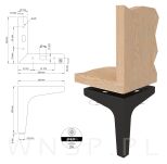 Noga meblowa trójkąt czarny nikiel 13,5 cm - 2