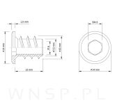 Mufa z gwintem lewostronnym, M6 x 12 mm - 3