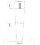 Noga bukowa prosta, stożek 35 cm, surowa ze szpilką M8 x 25 mm - 2