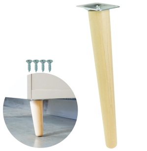 Noga bukowa skośna UNIQ - 40 cm z blachą montażową