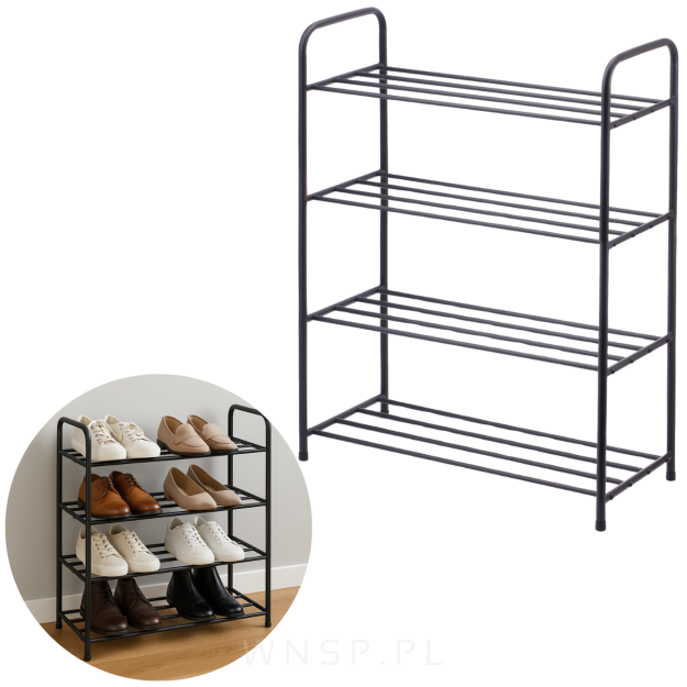 Stojak na buty regał organizer metalowy 4 poziomy loft do przedpokoju