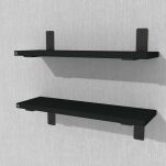 Zestaw 2 półek ściennych czarnych 500 x 200 x 18 mm, ze wspornikami montażowymi - 4