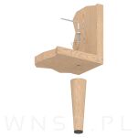 Noga bukowa prosta, stożek 25 cm, lakier bezbarwny - 4