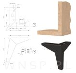 Noga meblowa GWIAZDA 15,5 cm, czarny mat - 2