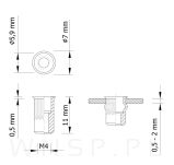 Nitonakrętka M4 x 11 MM, ryflowana, mini stożek - 2