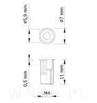 Nitonakrętka M4 x 11 MM, ryflowana, mini stożek - 4