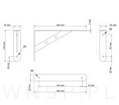 Wspornik, konsola do półki ściennej, wiszącej 200 x 120 x 25 mm - 2