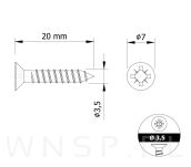 Wkręty hartowane stożkowe do drewna 3,5 X 20 mm - 2