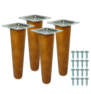 4x Noga bukowa prosta UNIQ 8 CM z blachą montażową