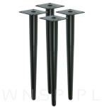 Noga stalowa prosta stożek 40 cm, z blachą montażową, czarna matowa - 3
