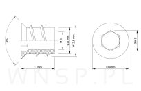 M8 X 13 mm - Mufa wkręcana do drewna - 3
