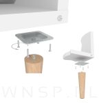 4x Noga bukowa prosta UNIQ 12 CM z blachą montażową - 7