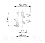 Mufa M4 X 8 mm, wkręcana - 3