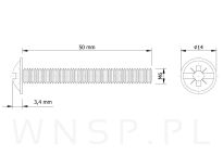 Wkręt M6 X 50 mm, podkładkowy - 3