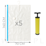 WORKI PRÓŻNIOWE WISZĄCE 140 x 70 CM ZESTAW 5 SZTUK + POMPKA GRATIS, NA UBRANIA, KURTKI, BLUZY, GARNITURY, DO SZAFY, GARAŻU, PIWNICY, NA STRYCH MOCNE GRUBE - 2