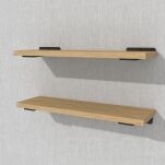 Zestaw 2 półek ściennych w dekorze dębu 650 x 200 x 18 mm, ze wspornikami montażowymi - 4