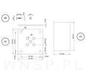 Noga bukowa 8 CM, nóżka drewniana buk kwadrat, zestaw z blachą i wkrętami - 2