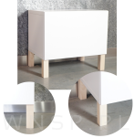 Noga bukowa 8 CM, nóżka drewniana buk kwadrat, zestaw z blachą i wkrętami - 3