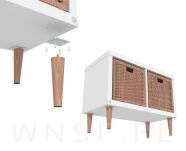 Noga bukowa prosta, stożek 6 cm orzech z blachą montażową - 5