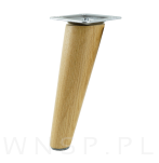 Noga dębowa skośna, stożek 15 cm lakierowana z blachą montażową - 4