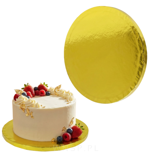 Podkład pod tort Ø 20 cm okrągły, dekoracja na urodziny gruby sztywny złoty