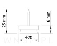 20 mm ślizgacz z gwoździem i filcem brązowym - 3
