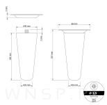 4x Noga dębowa prosta UNIQ 10 CM z blachą montażową - 2