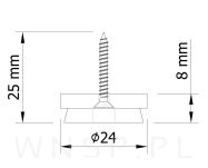 Ślizgacz filcowy z wkrętem fi 24 mm - 3