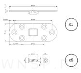 Zawias maszynowy do wkładek stołu 6 otworowy, 80 x 30 mm, nikiel - 2