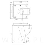 Noga stalowa skośna stożek 10 cm, z blachą montażową, czarna matowa - 2