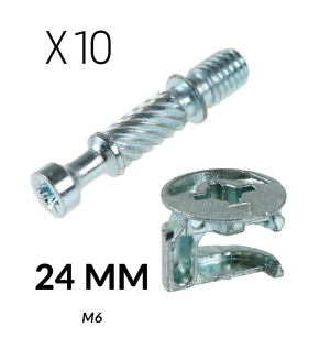 10 x Złącze meblowe 24 MM mimośrodowe zaczep M6