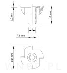 Nakrętka pazurkowa M6 x 15 mm, kłowa stalowa 100 sztuk kotwa wbijana do drewna - 2