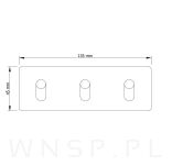 Haczyk, wieszak potrójny skośny, uchwyt mosiądz, samoprzylepny - 3