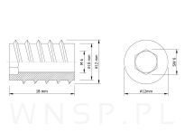Mufa M6 X 18 mm, wkręcana na imbus - 3